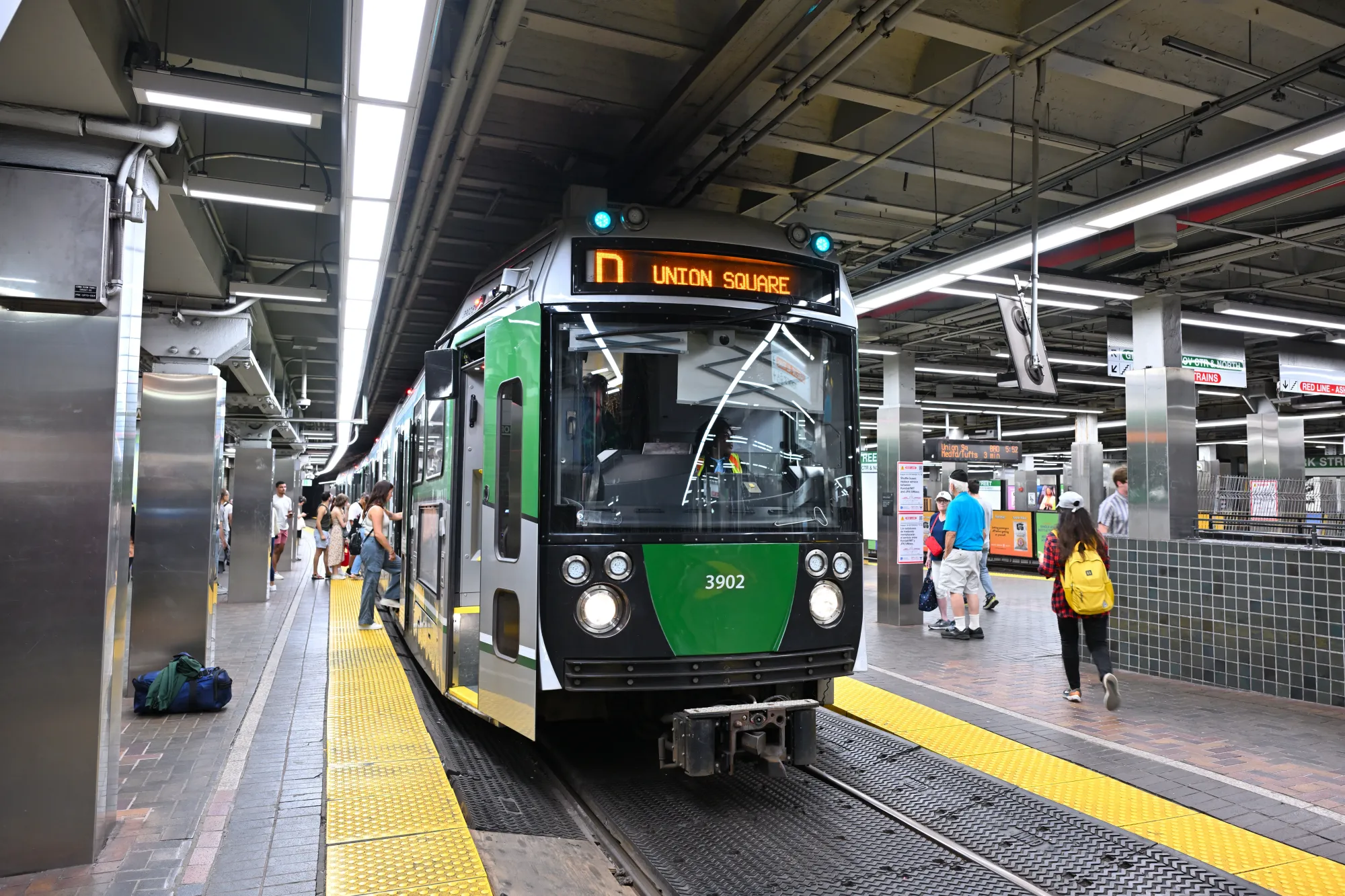 Green Line train in Boston, MA.