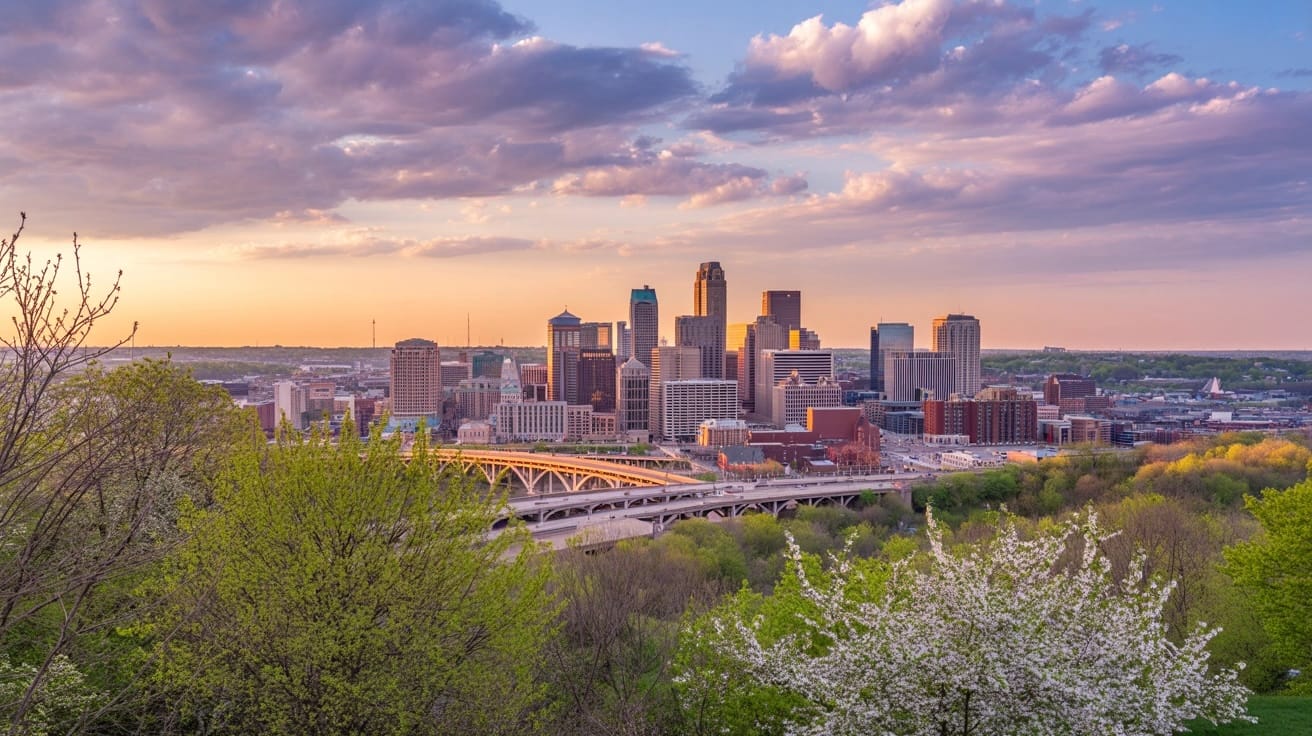 a picture of the skyline in Saint Paul, MN