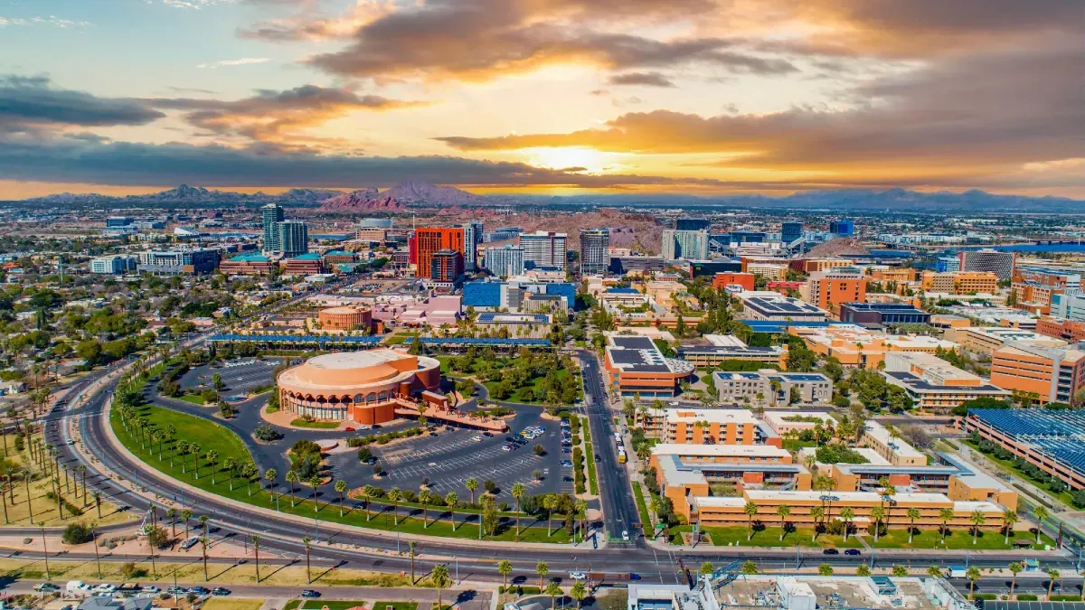 This is a picture of the skyline in Tempe, AZ.