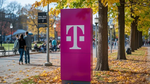 A T-Mobile store sign with a blurred background, symbolizing a shift in their service offerings.