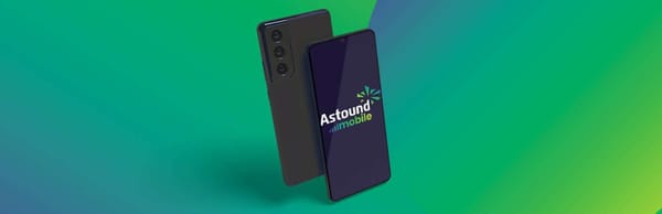 A picture of a mobile phone with Astound Mobile logo on it.
