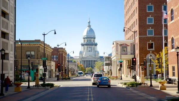 A picture of the skyline in Springfield, IL.