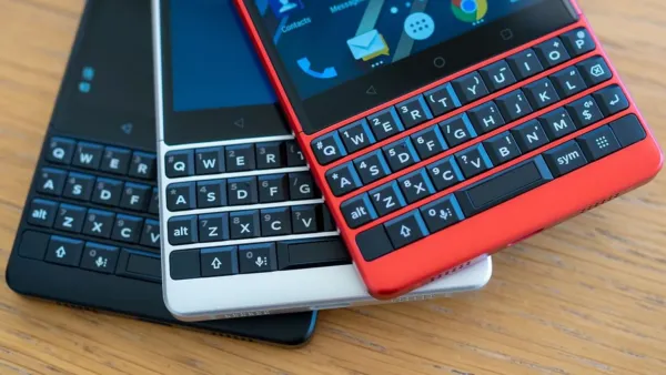 A picture of BlackBerry phones. 