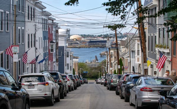 A picture of the skyline in Charlestown, MA. 
