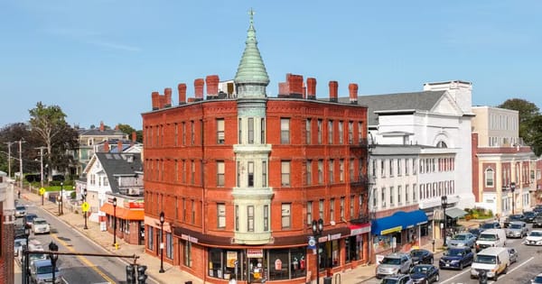 A picture of downtown Medford, MA. 